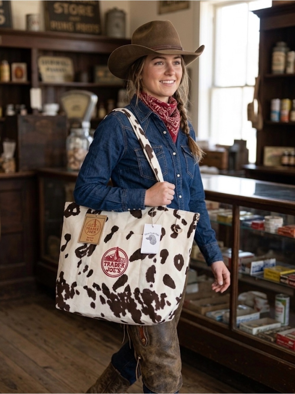 Trader Joe’s Large Cowprint Canvas Tote